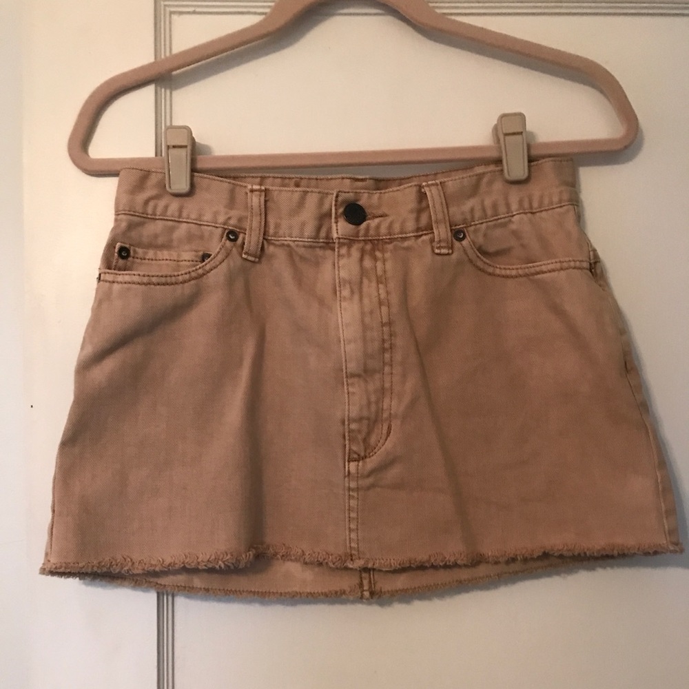 khaki denim Free People cut off skirt size 4
